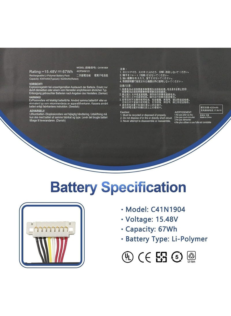 بطارية لـ C41N1904 C41N1904-1 C41N19041 4ICP5/49/121 لجهاز Asus Zenbook Flip 13 14 UX363EA UX363JA UX393EA. - Image 3